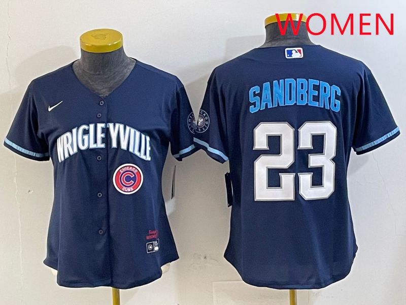 Women Chicago Cubs #23 Sandberg Blue City Edition Game 2025 Nike MLB Jersey style 7